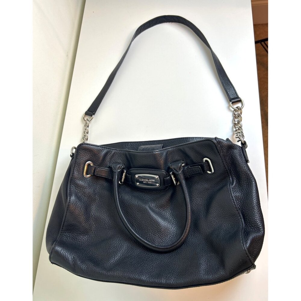 Michael Kors Black Leather Satchel with Chain Strap - Picture 12 of 13